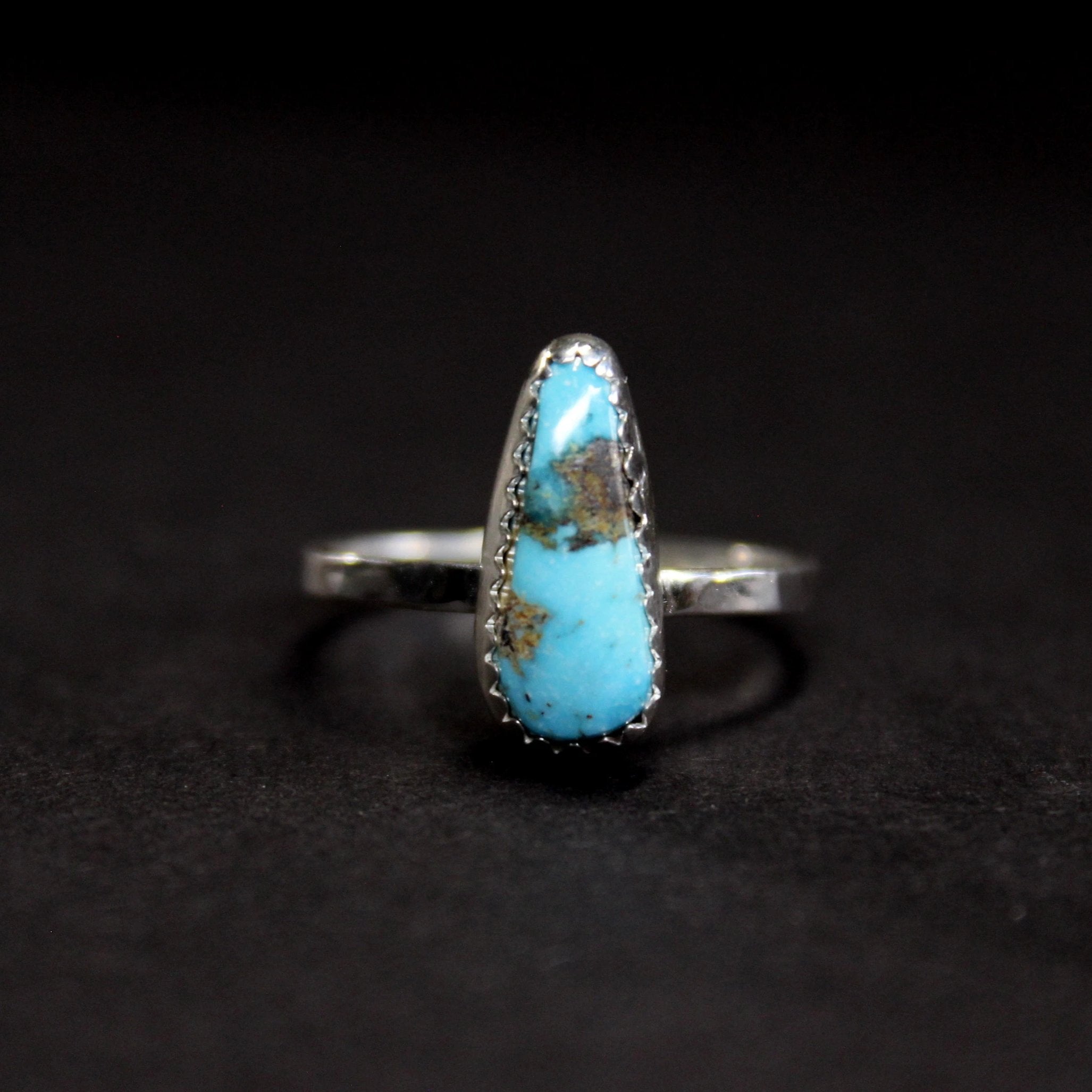 Long selling Handforged Kingman Turquoise Sterling Silver Snake Ring | Adjustable size more or less US 7 | FR 55 | UK N 1/2