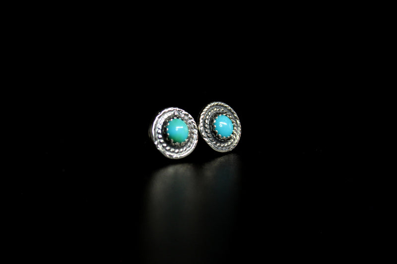 round sonoran gold turquoise stud post earrings #11