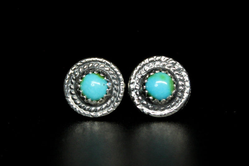 round sonoran gold turquoise stud post earrings #13