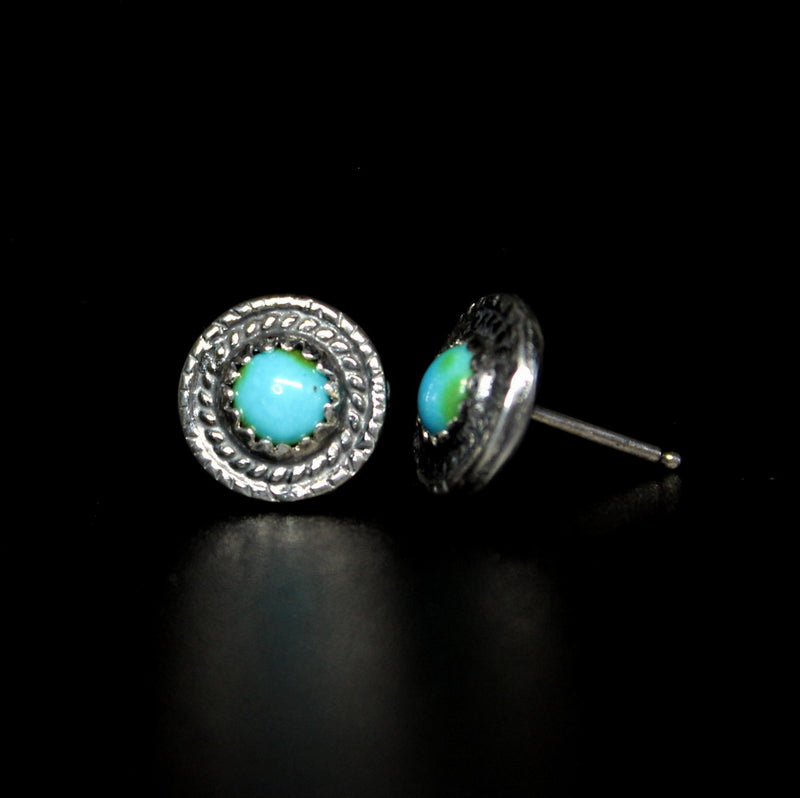 round sonoran gold turquoise stud post earrings #13