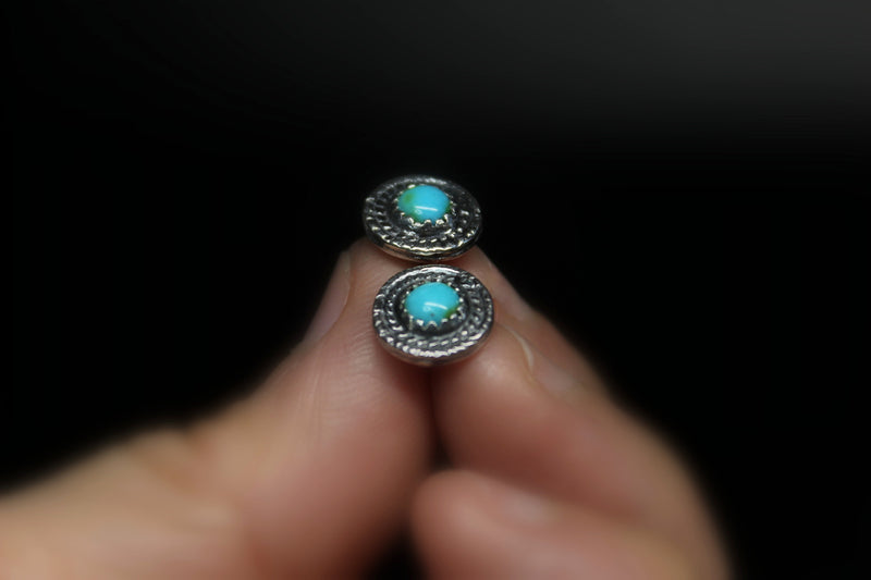 round sonoran gold turquoise stud post earrings #13