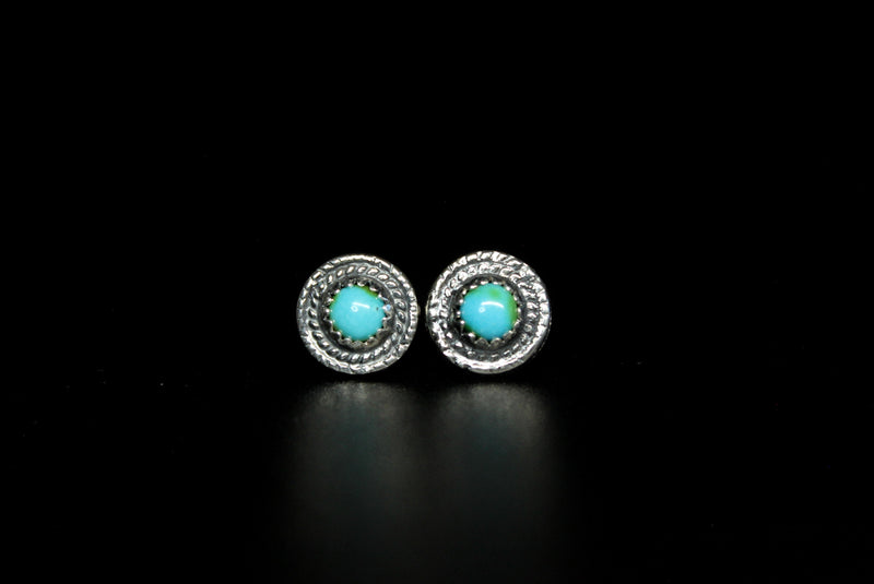 round sonoran gold turquoise stud post earrings #13