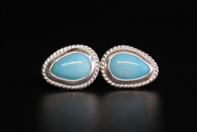 teardrop sonoran gold  turquoise stud post earrings #1