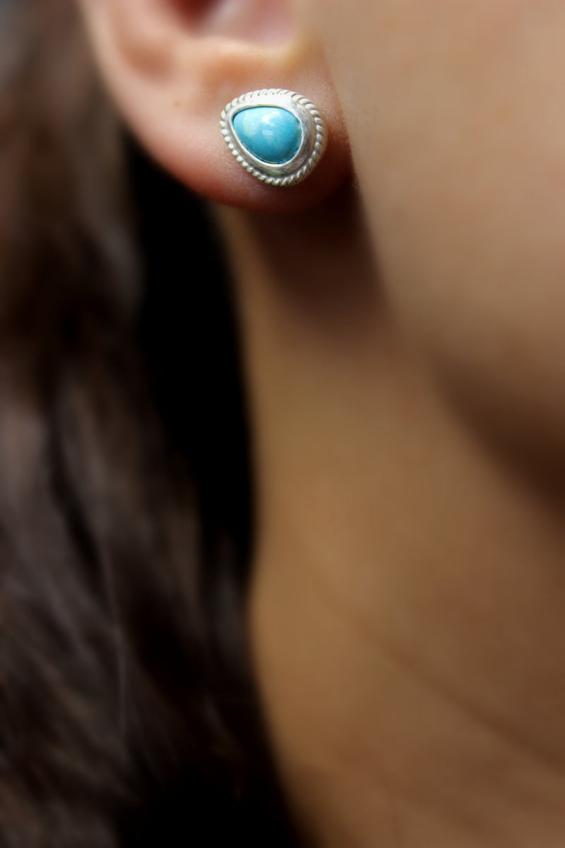 teardrop sonoran gold  turquoise stud post earrings #2