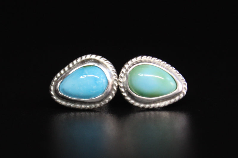 teardrop sonoran gold  turquoise stud post earrings #4