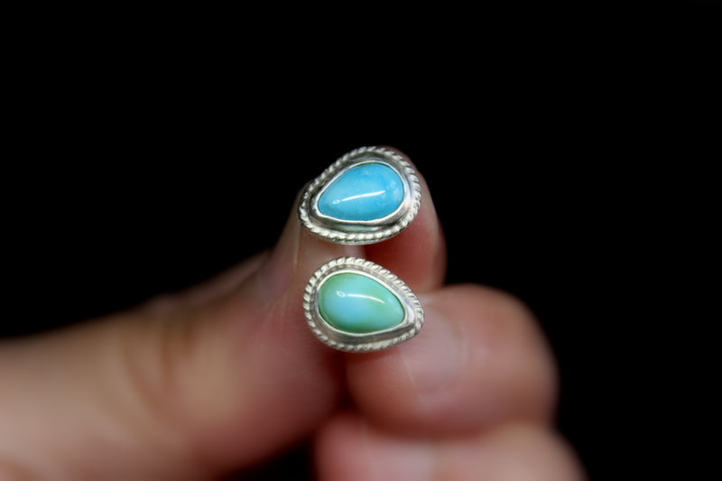 teardrop sonoran gold  turquoise stud post earrings #4