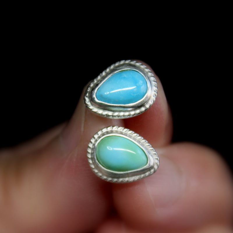 teardrop sonoran gold  turquoise stud post earrings #4