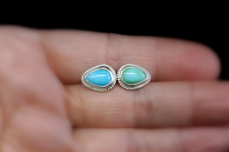 teardrop sonoran gold  turquoise stud post earrings #4