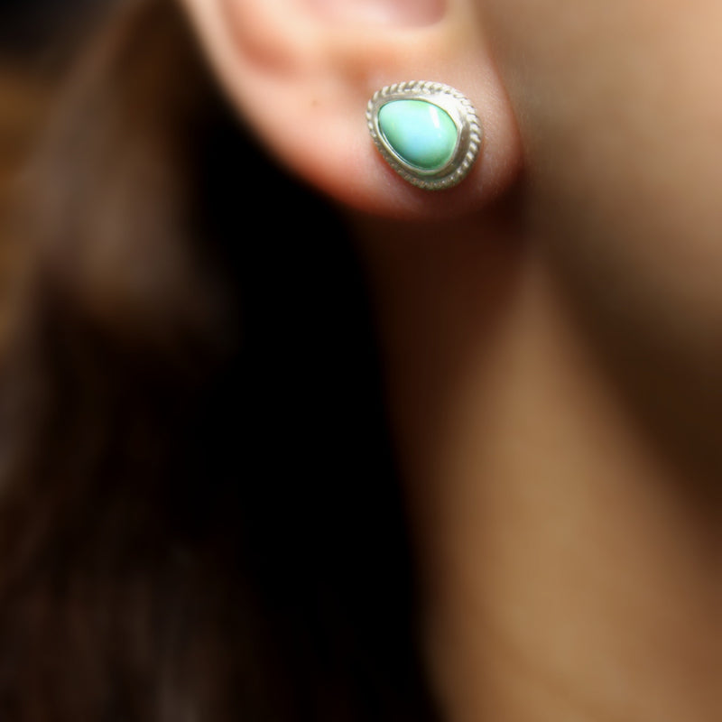 teardrop sonoran gold  turquoise stud post earrings #4